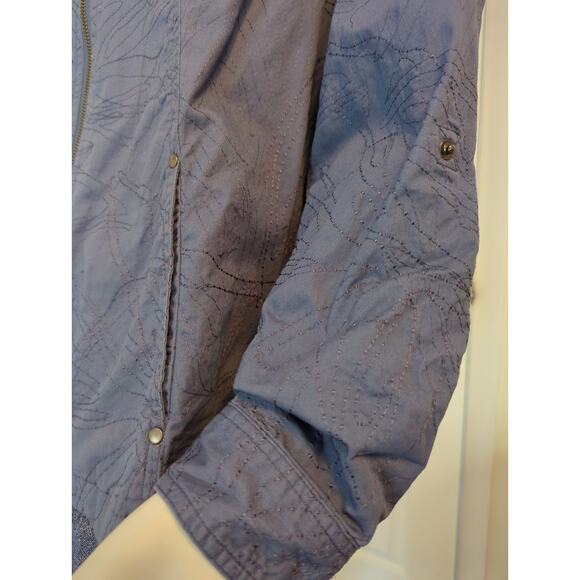Coldwater Creek Shaped Denim Blue Full Zip Jacket stitched detail women size W18 - Picture 3 of 10